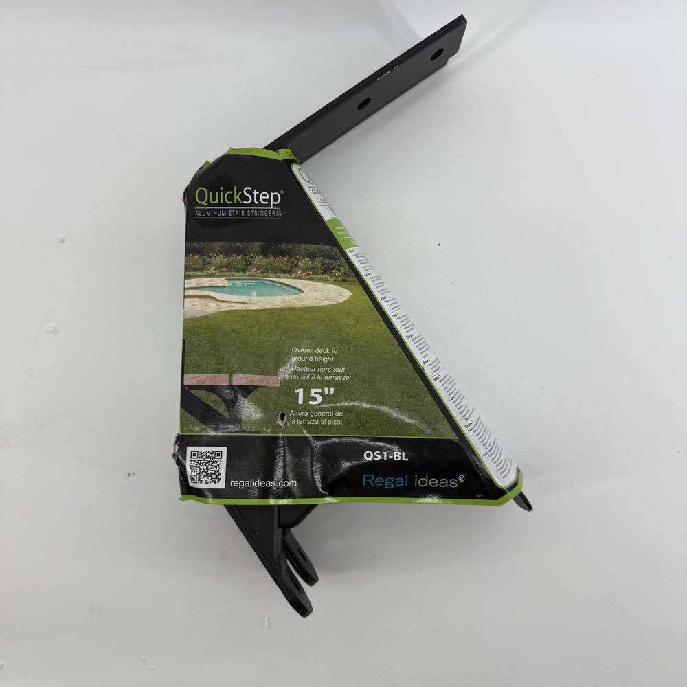 Regal Ideas QuickStep Aluminum 1-Step Stair Stringers Black 15in Height QS1-BL